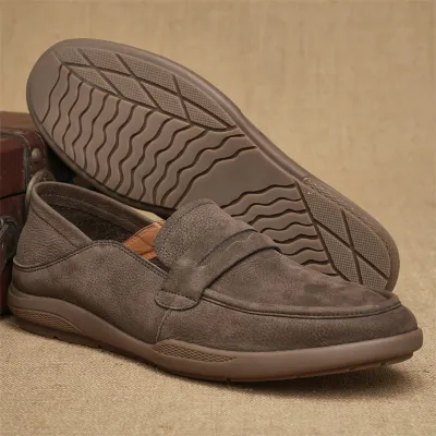 Cowhide Genuine Leather Slip-on Loafers Shoes